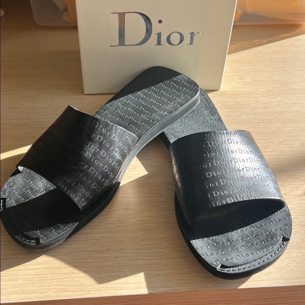 Dior Leather Black Slides